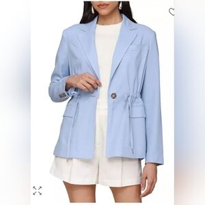 Bagatelle Collection Women’s Drawstring Blazer Light Blue Size M LINEN $119